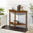thumbnail image 3 of 33.86" Corner Table, Wood 3 Tier Triangle Side Table Corner Shelf Stand with Solid Wood Legs 1 Drawer & 2 Storage Shelves for Living Room Small Space (Light Espresso), 3 of 14
