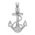 thumbnail image 3 of 14k White Gold Anchor Pendant with Rope Accents, Nautical Necklace for Men and Women, Christian Maritime Symbol of Faith, Strength, Hope, and Stability, 3 of 6