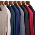 thumbnail image 2 of Suéter básico ajustado y cómodo de estilo clásico para hombre, suéter de punto fino de marca de otoño nuevo para hombre, suéteres informales de negocios con cuello en V, 2 of 5