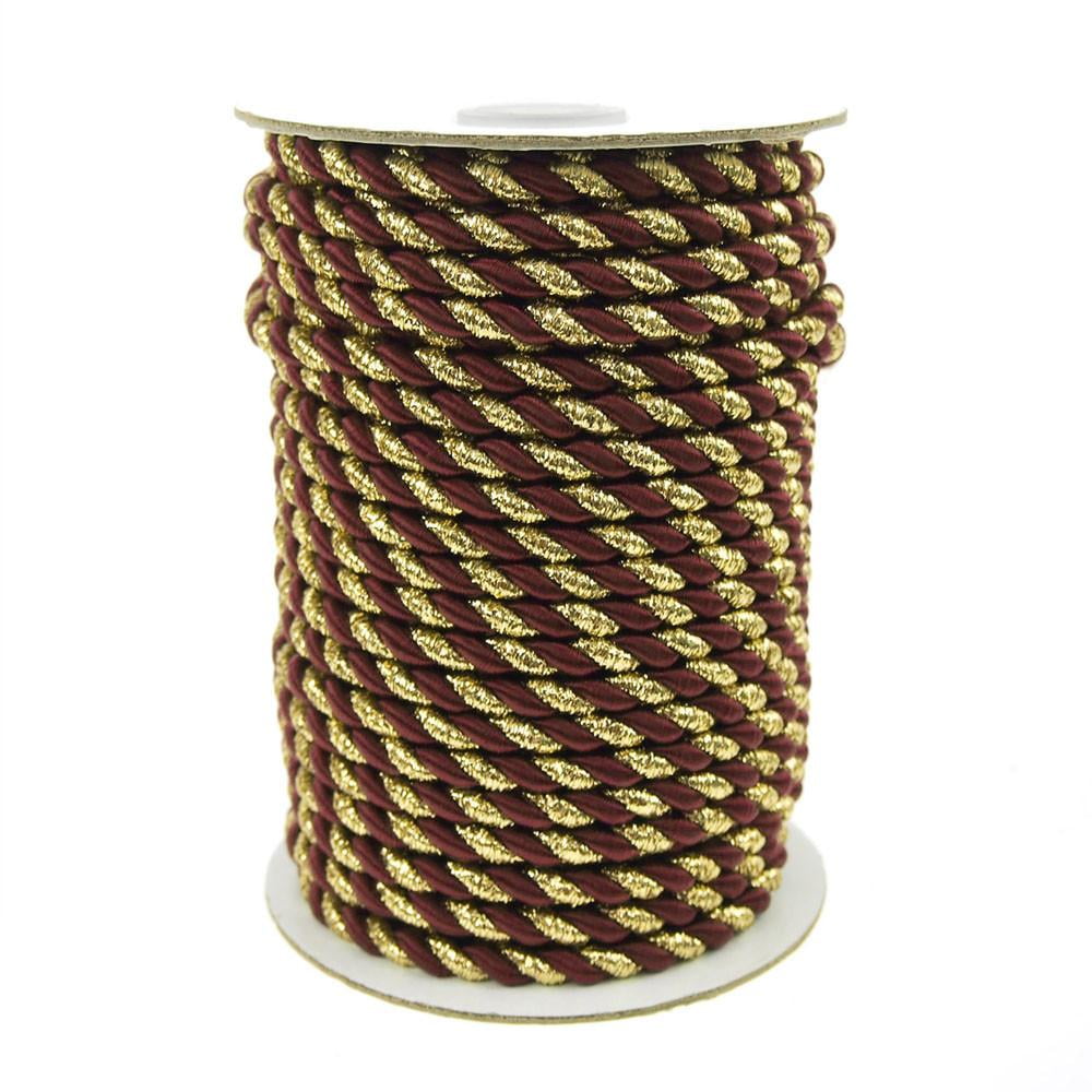 Gold Trim Twisted Cord Rope 2 Ply, 6mm, 25 Yards, Wine