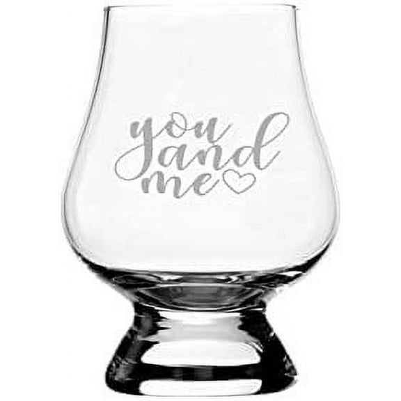 You And Me Valentine's Day Quotes Etched 2.5oz Glencairn Wee Whisky Glass