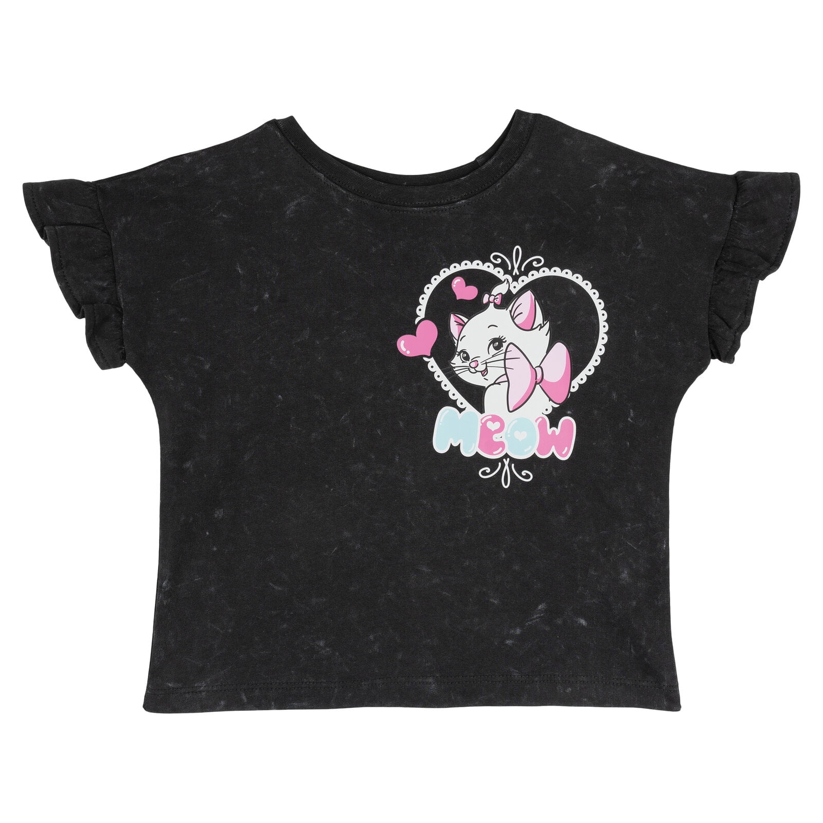 Disney The Aristocats Big Girls' Short Sleeve Graphic T-Shirt and French Terry Shorts Set Dark Grey Optic Wash Marie