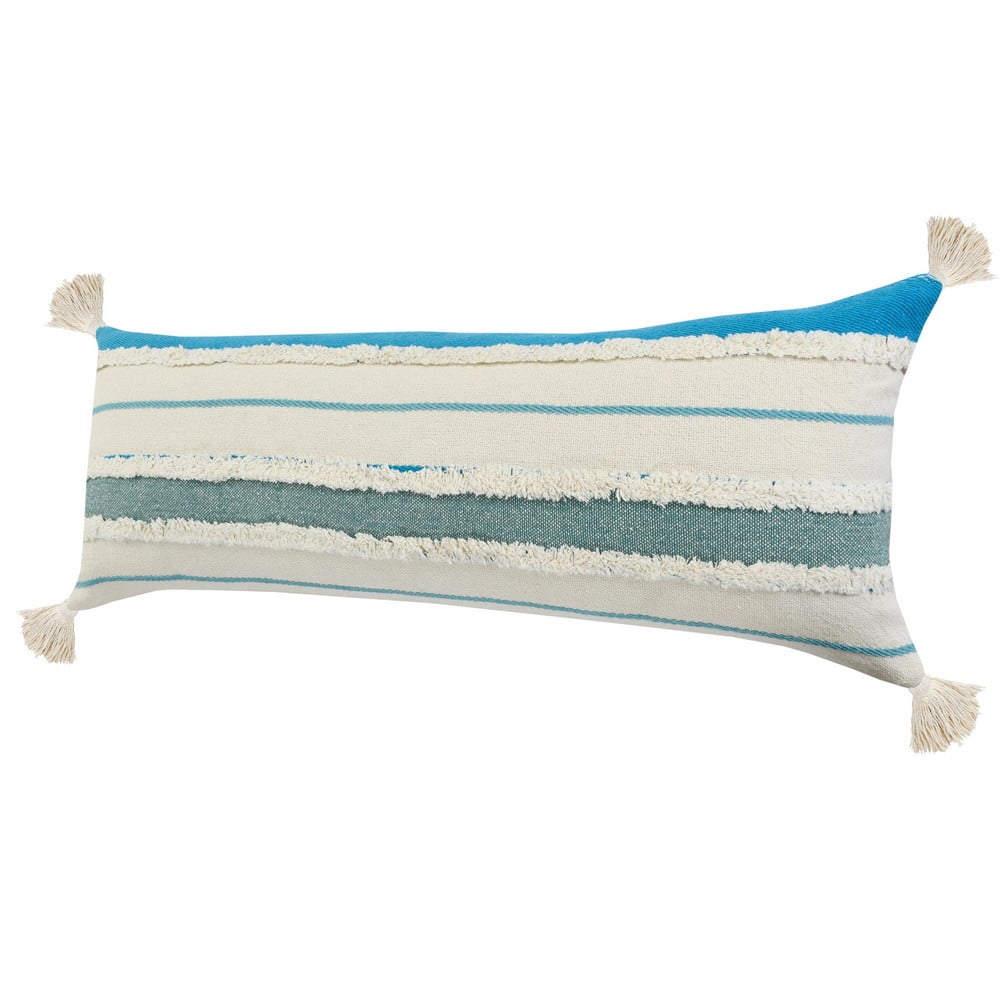 Ox Bay Turquoise Quarry Striped Lumbar Throw Pillow, Blue / White, 14" x 36" Rectangle