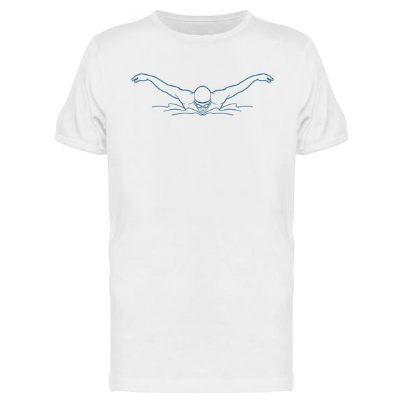 Man Swimming Outline T-Shirt Men -Image by Shutterstock, Male x-Large