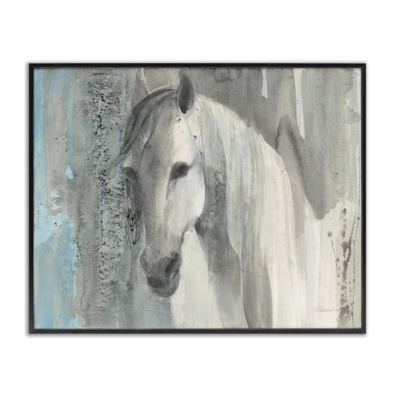 Stupell Industries Eclectic White Wild Horse Portrait Black Framed Giclee Art, 14 x 11, by Albena Hristova