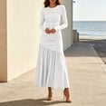 thumbnail image 6 of TFEOQRY Womens Maxi Dress Crew Neck Long Sleeve Ruched Bodycon Slim Flowy Hem Formal Party Long Dresses, 6 of 9