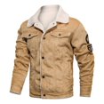 thumbnail image 1 of Men‘s Plus Size Suede Jacket Warm Coats Male Outwear Winter, 1 of 4