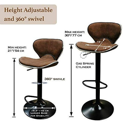 Angel Canada Set Of 2 Retro Brown, Superjare Set Of 2 Bar Stools Swivel Barstool Chairs With Back