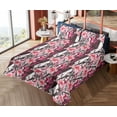 thumbnail image 4 of Ambesonne Hibiscus Fitted & Flat Sheet with Shams 4 Pcs Set, Floral Pattern Forest Art, Calking, Pale Pink Hot Pink White, 4 of 5