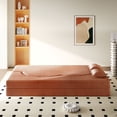 thumbnail image 6 of S-HOME Modern Folding Convertible  Floor Sofa with 2 Pillows , Corduroy Fabric Foam Sleeper Couch for Living Room and Playroom Use, Orange, 6 of 13