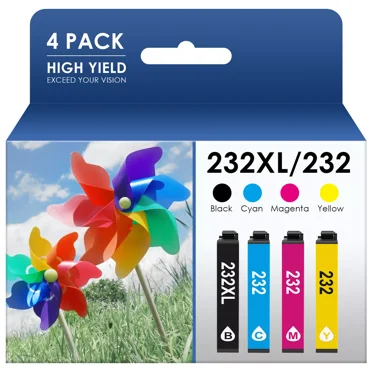 232 Ink Cartridges Compatible for Epson 232XL Ink Cartridge Combo Pack Work with Epson XP-4200 XP-4205 Workforce WF-2930 WF-2950 (2 Black, Cyan, Magenta, Yellow, 4Pack)