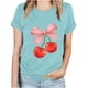 thumbnail image 5 of Puntoco Blusa de manga corta con estampado de moda para mujer, divertida camiseta de cuello redondo, 5 of 5