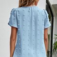 thumbnail image 4 of Blusa jacquard con mangas de pétalos Manga corta Cuello redondo Blusa con mangas de pétalos de color liso Top, 4 of 8