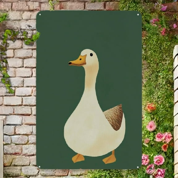Funny Silly Goose Wall Art, Cute Poster, Room Illustration, Birthday Decor,Dark Green,Party Decorations,8 X 12 Inches Waterproof Metal Sign