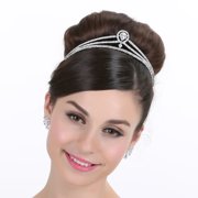 SAMKY Royal Pageant Crown Bridal Tiara Silver Crystal for the Elegant Bride