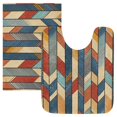thumbnail image 7 of Yayeee Bath Rugs for Bathroom Floor Set of 2 Non Slip Fluffy Soft Absorbent Mat, Beige Geometric, 7 of 7
