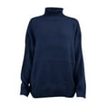 thumbnail image 2 of Luowei Women's Fashion Pullover Sweater, Blue Warm Outdoor Long Sleeve Sweater, Solid Casual Long Knitted Sleeve Off The Sweater Womens Shoulder Pullover Sweater, 6XL, 2 of 4
