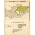 thumbnail image 2 of Vintage Maps 25x32 Black Ornate Wood Framed with Double Matting Museum Art Print Titled - Magellans Voyages, 2 of 4