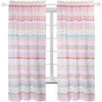 Cozy Line Pink Greta Cotton Polka Dot Floral Window Curtain Panel Set of 2, 63" inch Long