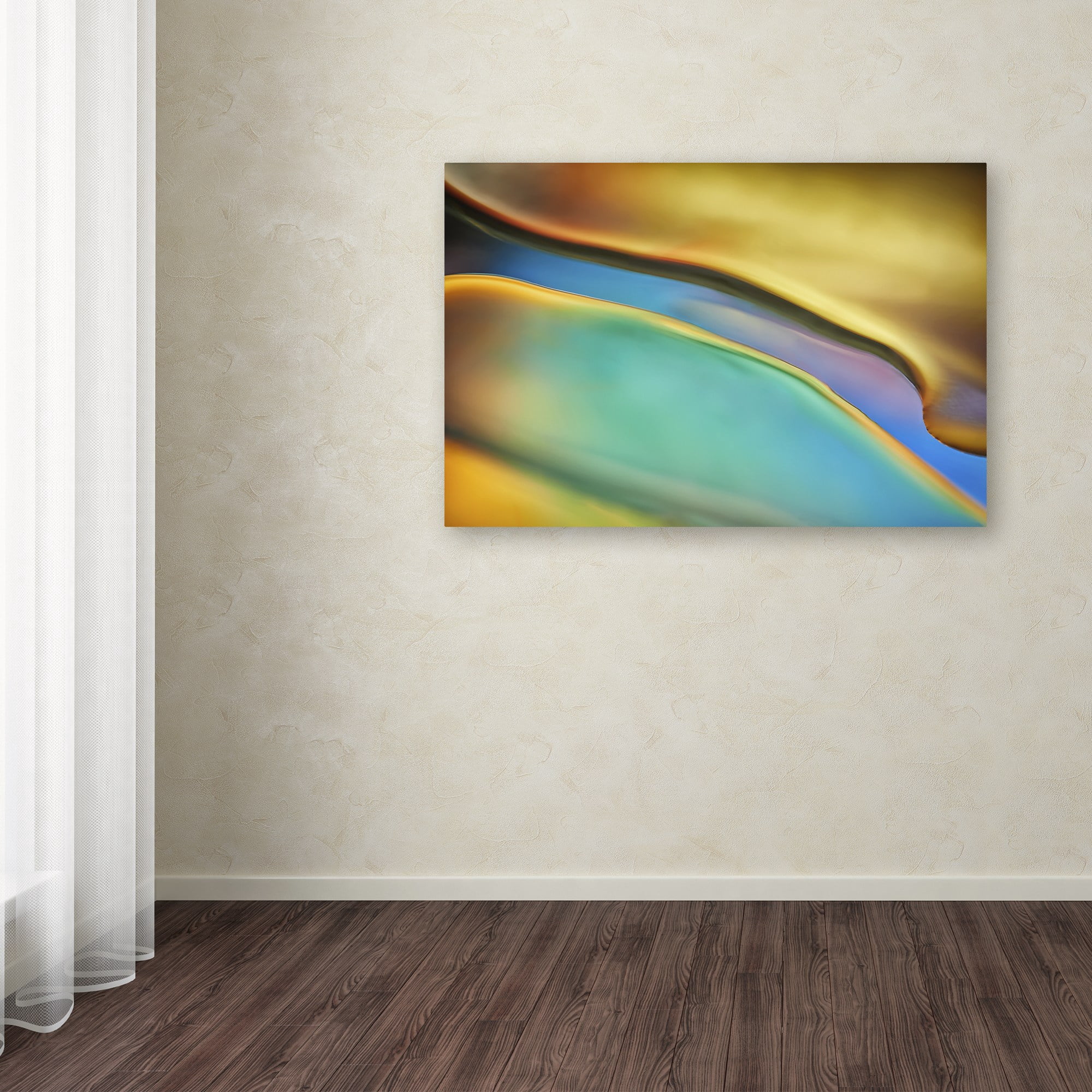Trademark Fine Art 'Yellow and Aqua Blue Flow' Canvas Art by Cora Niele