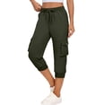 thumbnail image 6 of Womens Capri Pants,Capri Pants for Women Summer Solid Color Capri Joggers with Pockets High Wasit Drawstring Casual Capris, 6 of 9