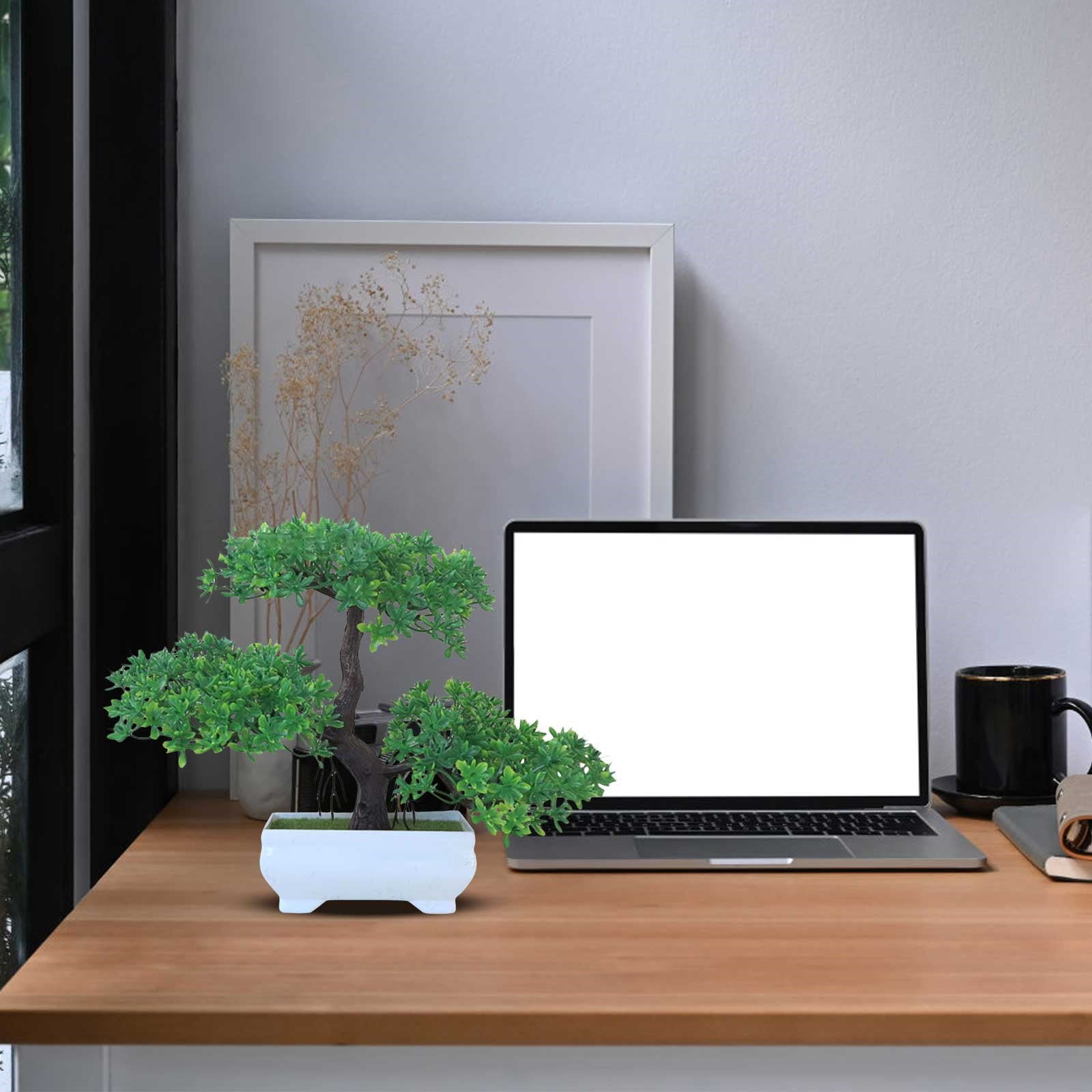 Artificial Plants Greenery Bonsai, Room Decor Fake Bonsai Tree for Home Decor Indoor Bookshelf Office Desk Bathroom Farmhouse Decor, Multicolor, 10.24x7.28"