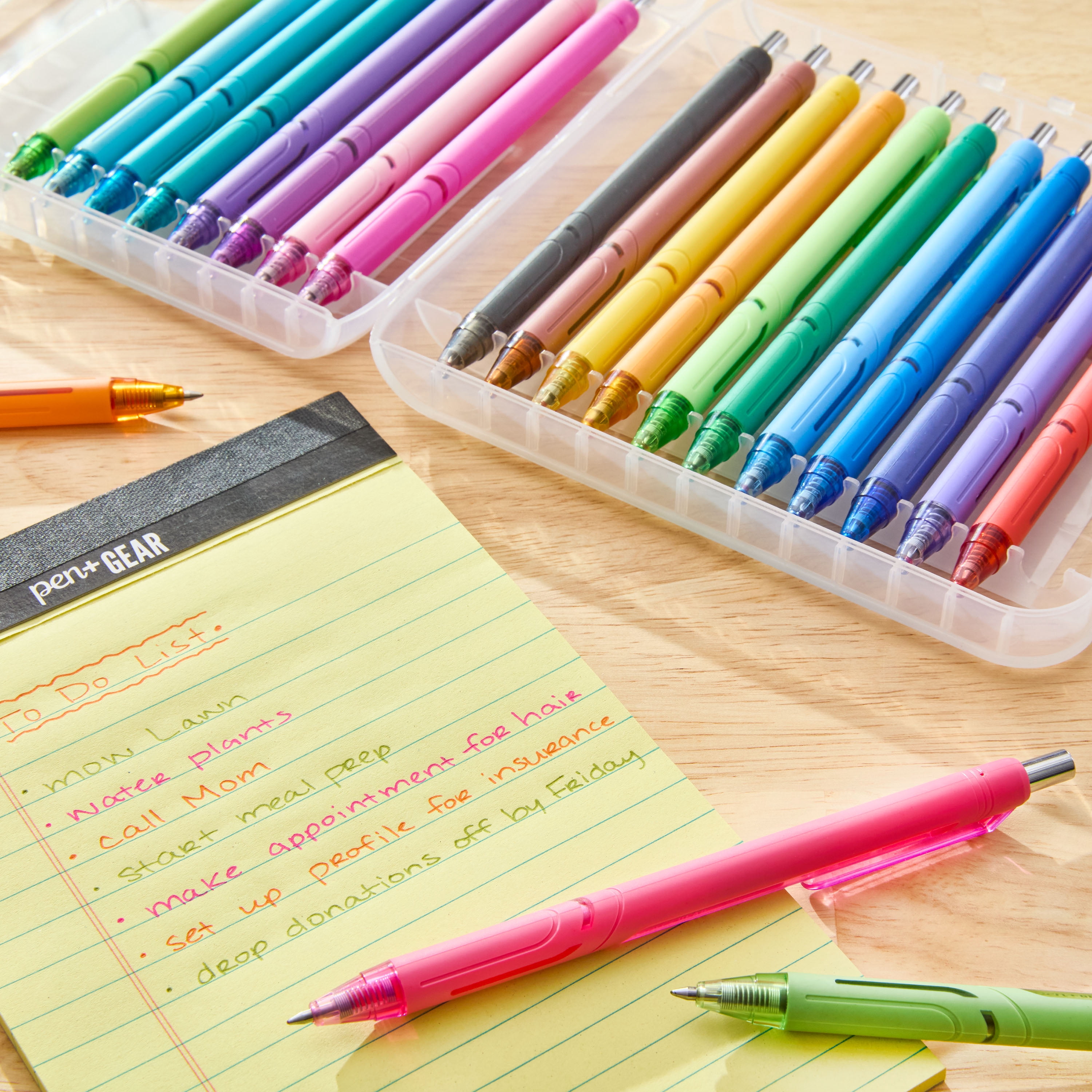 Pen+Gear Retractable Gel Ink Pens, Medium Point, 0.7mm, Assorted Ink, 24Count
