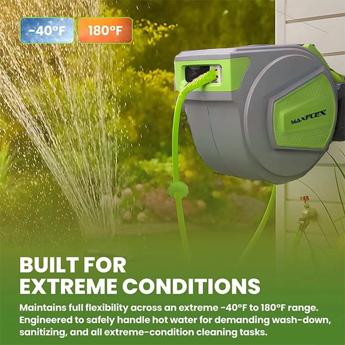 Retractable Water Hose Reel Enclosed Hybrid Polymer 1/2" X 50ft - 7762