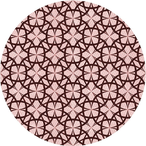 Ahgly Company Indoor Round Patterned Pink Area Rugs, 5' Round