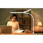 OptiLite White Clamp-On LED Desk Lamp, Dimmable Adjustable Arm Task Light with Touch Controls