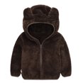 thumbnail image 1 of EeaseMX Abrigo de peluche con capucha para bebé, cálido abrigo de invierno de felpa para bebé (café oscuro, 110 cm de altura), 1 of 8