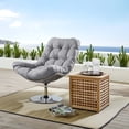 thumbnail image 2 of Contemporary Modern Urban Designer Outdoor Patio Balcony Garden Furniture Lounge Chair, Rattan Wicker Fabric Metal, Grey Gray, 2 of 6