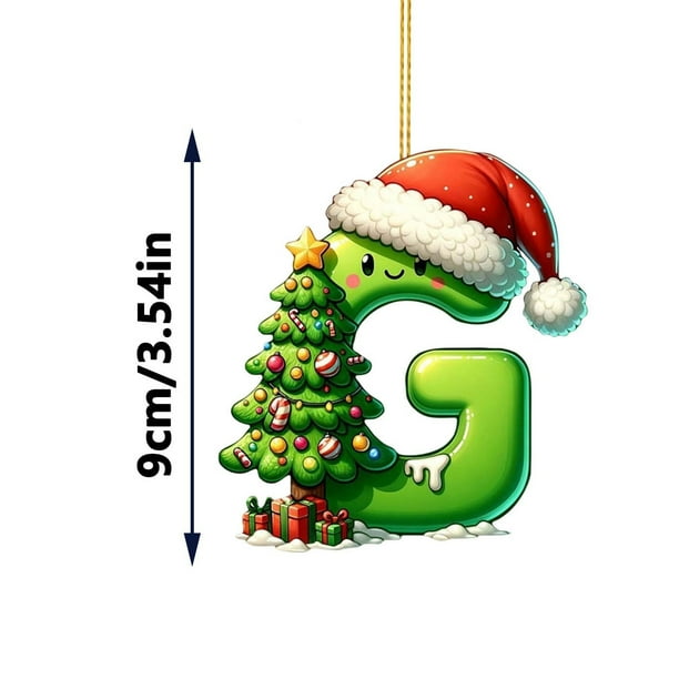 Rapeiae 2D Acrylic Christmas Tree 26 Letter Pendant Decorative Gift Family Christmas Party Pendants
