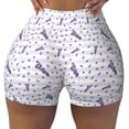 thumbnail image 2 of Gukieu Lavender Flowers Print Women's Sports Shorts, Elastic Waist High Stretch Running Yoga Gym Sweatpants-XX-Large, 2 of 8