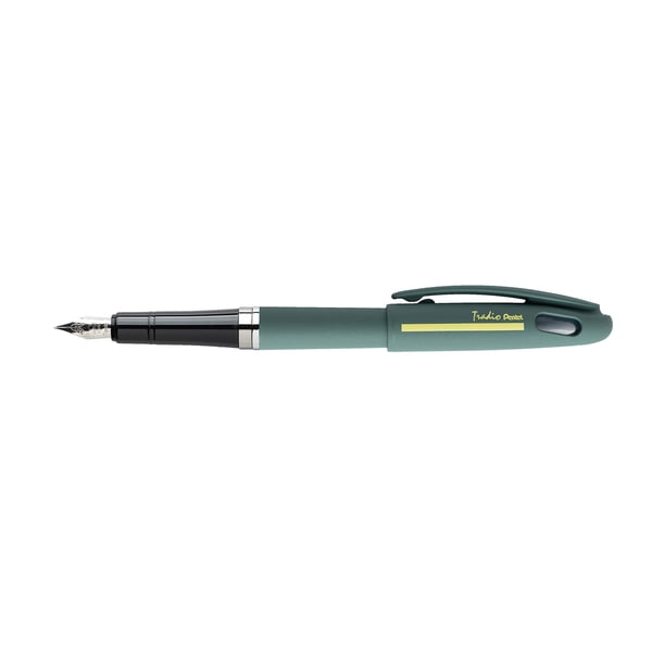 Pluma Estilográfica Pentel Tradio TRF99D-C Verde Caqui Mate con Tinta Azul Borrable