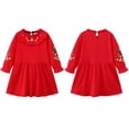 thumbnail image 4 of Toddler Girl Dress Long Sleeve Winter Christmas Clothes Cotton Casual Playwear Outfit Dresses Girl Dress WIth Printed And Solid Color Round Neck Casual Tunic Shirt Clothes, 4 of 8