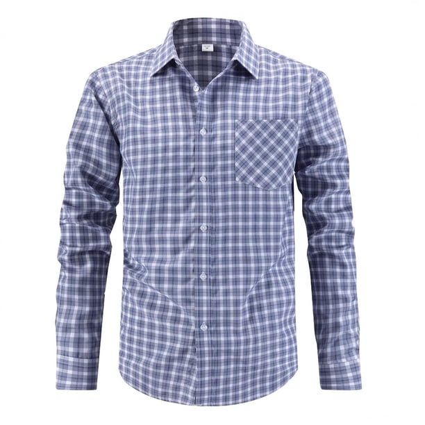 Blusa y camisa de manga larga con cuello vuelto para hombre, blusa informal a la moda con botones, cómoda y de manga larga con cuello vuelto, blusa de poliéster para hombre.