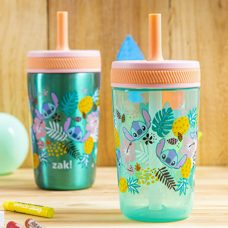 Zak Designs 3pc Kelso Straw Tumbler Set, 12oz Stainless Steel and 15oz  Plastic, 2 Cups and 1 Bonus Straw, Leakproof and Perfect for Kids, Unicorns  