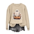 thumbnail image 4 of MexChoioe Women Long Sleeve Pullover Sweatshirt Crew Neck Halloween Front Graphic for Casual Fall Outings Hooded Sweatshirt, 4 of 6