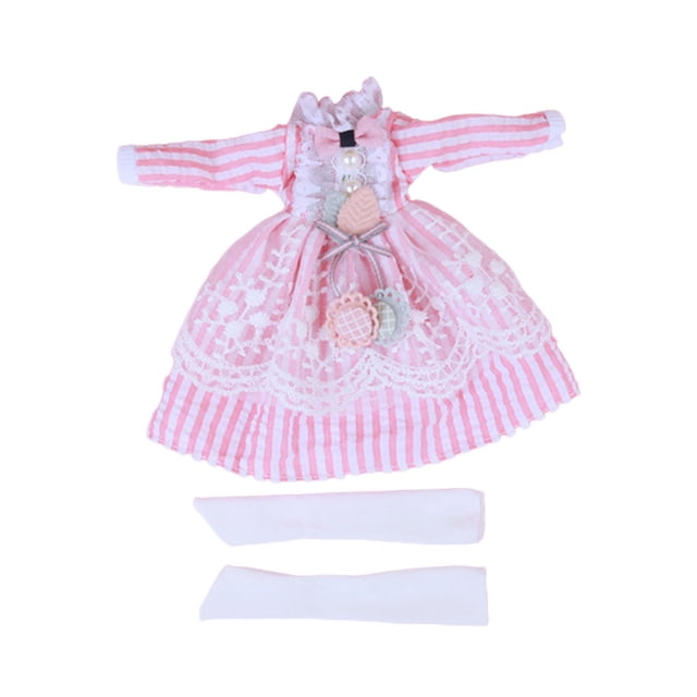 Bewildely 1 Juego de vestido de muñeca para niñas, portátil, desmontable, reutilizable, lavable, decorativo, lindo reemplazo, muñecas, Muñecas y casas de muñecas Rosado