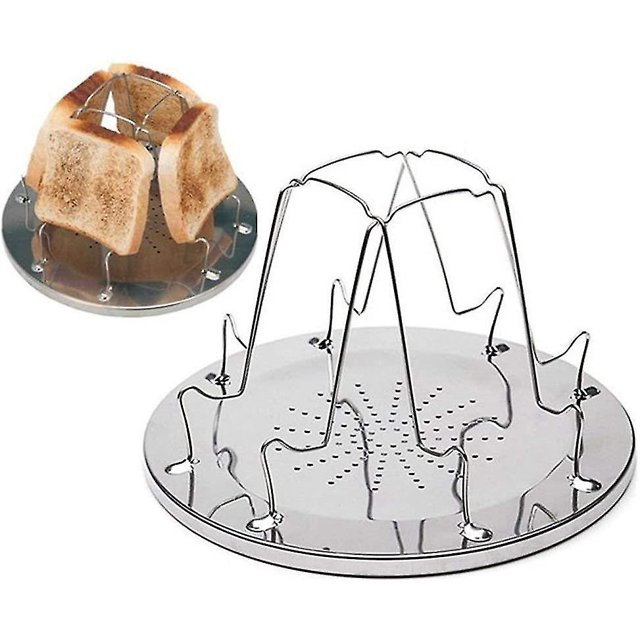 4 Slices Camping Toaster With Foldable Stand Porous Tray Bread Toaster For Families Outdoor Gas Stove Picnic Foldable
