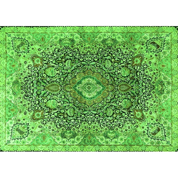 Ahgly Company Indoor Rectangle Persian Green Traditional Area Rugs, 2' x 3'