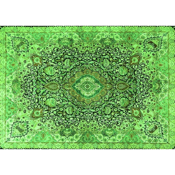 Ahgly Company Indoor Rectangle Persian Green Traditional Area Rugs, 5' x 7'