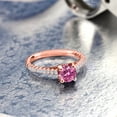 thumbnail image 4 of Gem Stone King 18K Rose Gold Plated Silver Ring Pink Moissanite Lab Grown Diamond (1.38 Cttw, Size 7), 4 of 4