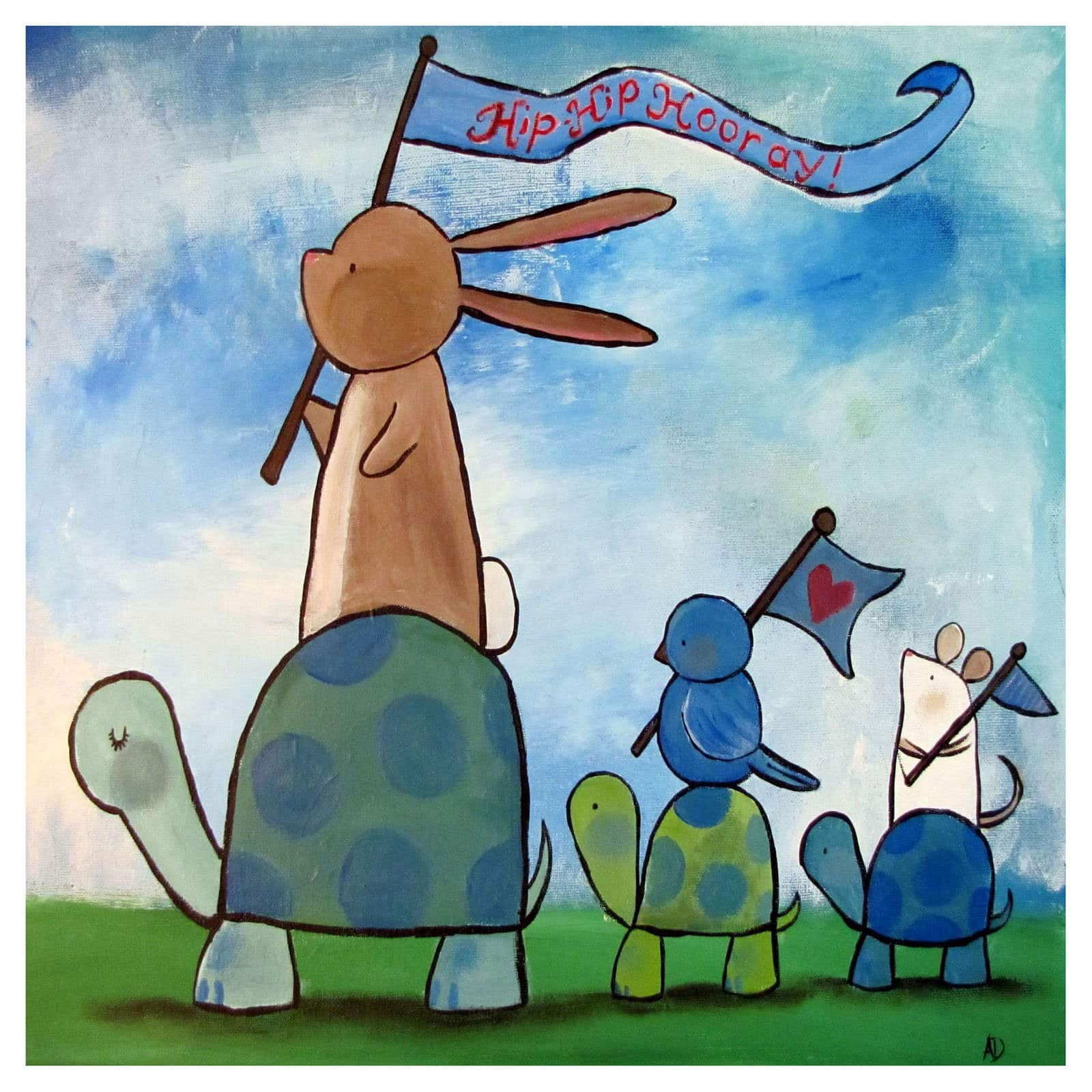 Marmont Hill "Turtle Parade" by Andrea Doss Painting Print on Wrapped Canvas