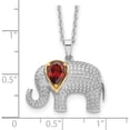 thumbnail image 3 of Sterling Silver 14K Accent Rhod-Plated Garnet Diamond Elephant Necklace (20 X 25) Made In India qg2713-17, 3 of 5
