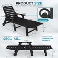 thumbnail image 2 of Wood Look HDPE Outdoor Chaise Lounge Chair, Rolling Pool Lounger, Black, 2 of 7