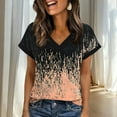 thumbnail image 3 of JTZGDY Cute Womens Tops Fashion V Neck Summer Short Sleeve Floral Pattern Graphic T-Shirts Loose Fit Casual Tunic Blouses Khaki#01 S, 3 of 7