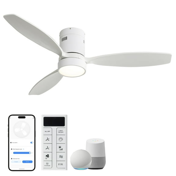Sofucor Smart Ceiling Fan 52 Inch Indoor Outdoor with Light Remote - 6-Speed Reversible DC