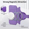 thumbnail image 3 of for iPhone 12 Wallet Case with Camera Lens Protector Film, Clear Magnetic Phone Cover Compatible with Mag-Safe Charging, RFID Blocking PU Leather Case with Card Holder Flip Kickstand, Purple, 3 of 11